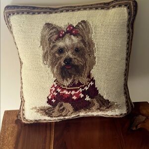 Yorkshire Terrier Needlepoint Pillow